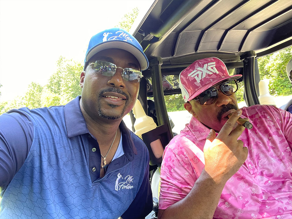 Steve Harvey media moment with Max Fortune