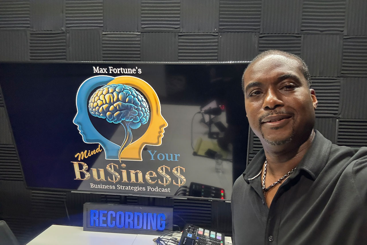 Max Fortune in the Mind Your Business podcast studio